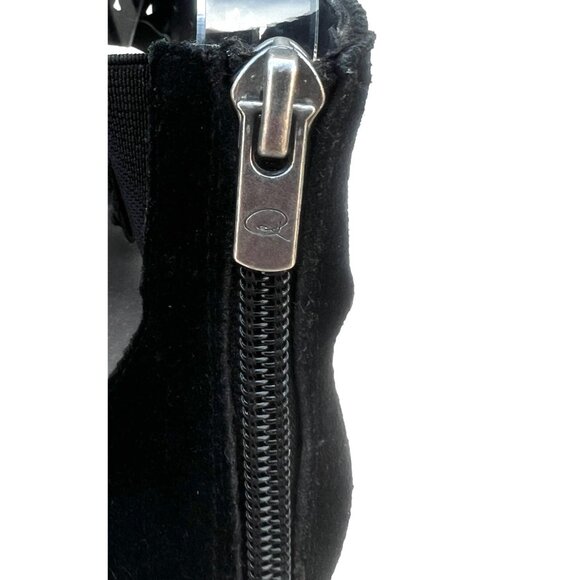 Reba Women’s Size 7 Baby Suede Open Toe Wedge Heels cut outs Leather Black - Picture 10 of 11